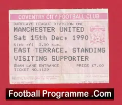 Coventry City v Manchester United 1990 – Match Ticket