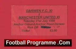 Darwen v Manchester United 1998 – Treble Season Ticket