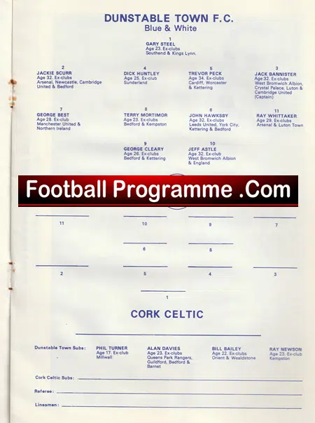 Dunstable Town v Cork Celtic 1974 - Plus George Best - Image 3
