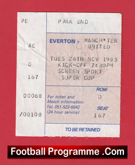 Everton v Manchester United 1985 - Match Ticket - Image 2