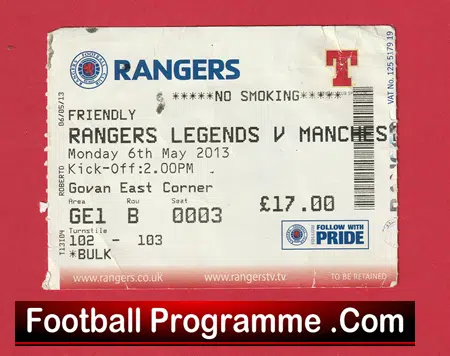 Glasgow Rangers v Manchester United 2013 - Match Ticket Legends - Image 2