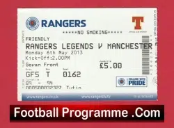 Glasgow Rangers v Manchester United 2013 – Match Ticket Legends