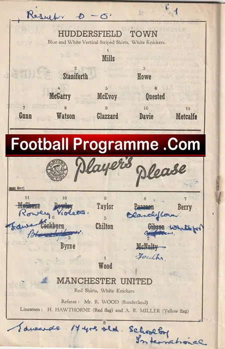 Huddersfield Town v Manchester United 1953 FIRST of Man Utd Busby Babes - Image 3