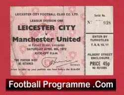 Leicester City v Manchester United 1972 – Match Ticket