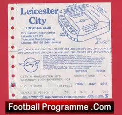Leicester City v Manchester United 1984 – Match Ticket