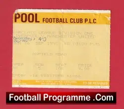 Liverpool v Manchester United 1990 – Football Ticket