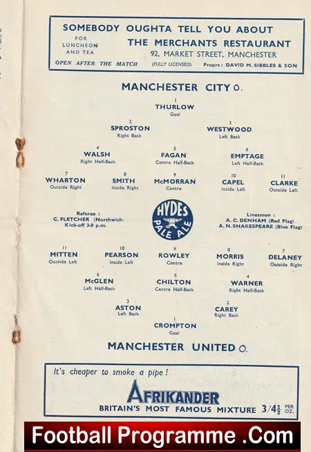 Manchester City v Manchester United 1947 - Man City 1940's - Image 3