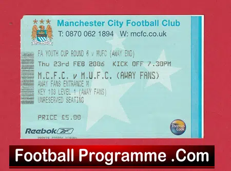 Manchester City v Manchester United 2006 - FA Youth Cup Ticket - Image 2