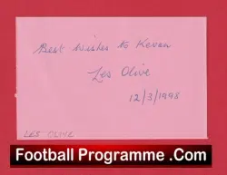 Manchester United Les Olvie Autograph Signed Man Utd 1942 – 1988 + Secretary