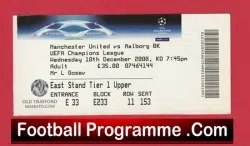 Manchester United v Aalborg 2008 – Match Day Ticket