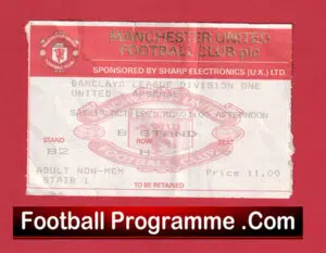 Manchester United v Arsenal 1991 – Football Ticket