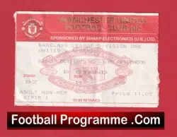 Manchester United v Arsenal 1991 – Football Ticket