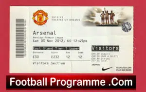Manchester United v Arsenal 2012 – Match Ticket