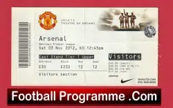 Manchester United v Arsenal 2012 - Match Ticket - football memorabilia