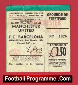 Manchester United v Barcelona 1984 – Match Ticket v Barca Maradona