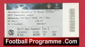 Manchester United v Bayern Munich 2010 – Football Ticket