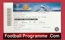 Manchester United v Brugge 2015 – Ticket Man Utd