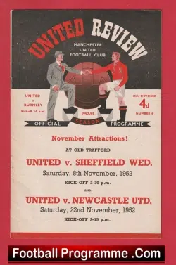 Manchester United v Burnley 1952 - 1950's Man Utd - football programme