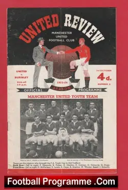 Manchester United v Burnley 1953 - 1950s Man Utd Programmes - football programme