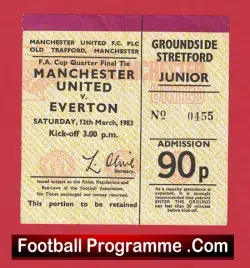Manchester United v Everton 1983 – Ticket FA Cup QF