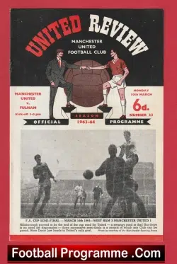 Manchester United v Fulham 1964 - Man United - football programme