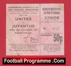 Manchester United v Juventus 1976 – Football Ticket UEFA Cup