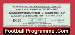 Manchester United v Leeds United 1990 – Football Match Ticket