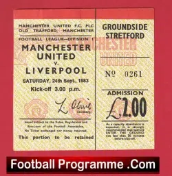 Manchester United v Liverpool 1983 – Match Ticket