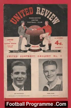 Manchester United v Luton Town 1956 - 1950's Man Utd Programme - football programme