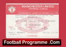 Manchester United v Norwich City 1991 – Football Ticket