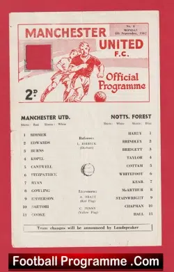 Manchester United v Nottingham Forest 1967 – Reserves Match