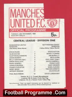 Manchester United v Nottingham Forest 1984 – Reserves Match