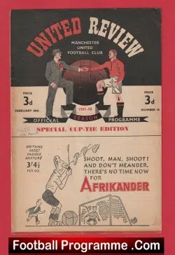 Manchester United v Preston 1948 - 1940's Man Utd 28th Feb - football programme
