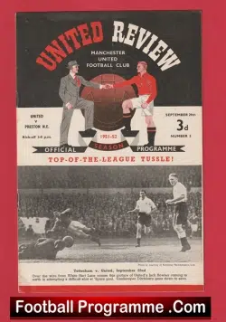 Manchester United v Preston 1951 - John Walton First Match - football programme