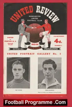 Manchester United v Preston 1955 - Man Utd 1950's - football programme