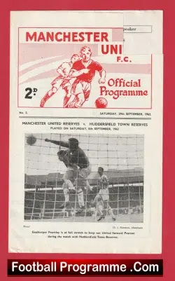 Manchester United v Sheffield Wednesday 1962 - Reserves Match - football programme