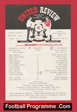 Manchester United v Sunderland 1988 - Reserves Match + Mark Robins - football programme