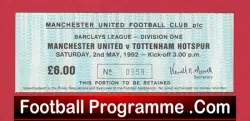Manchester United v Tottenham 1992 – Football Ticket