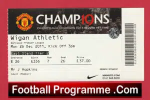 Manchester United v Wigan Athletic 2011 – Match Ticket