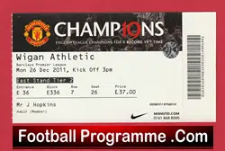 Manchester United v Wigan Athletic 2011 - Match Ticket - football memorabilia