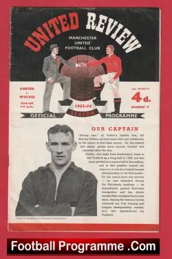 Manchester United v Wolves 1954 - 1950's Man Utd - football programme