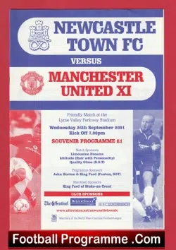 Newcastle Town v Manchester United 2001 Reserves Friendly Game