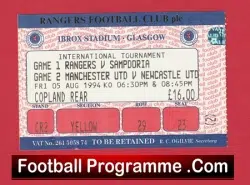 Newcastle United v Man Utd 1994 Ibrox Tournament Football Ticket