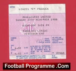 Newcastle United v Manchester United 1988 - Match Ticket - football memorabilia