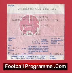 Newcastle United v Manchester United 1985 – Football Ticket