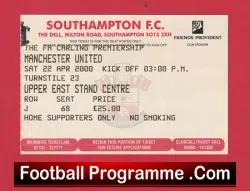Southampton v Manchester United 2000 – Match Ticket