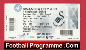 Swansea City v Manchester United 2017 – Match Ticket