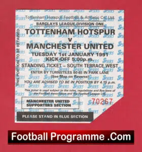 Tottenham Hotspur v Manchester United 1991 – Football Match Ticket