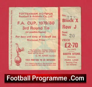 Tottenham Hotspur v Manchester United 1979 – FA Cup Ticket