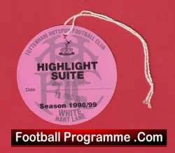 Tottenham Hotspur v Manchester United 1998 Treble Season Cup Ticket